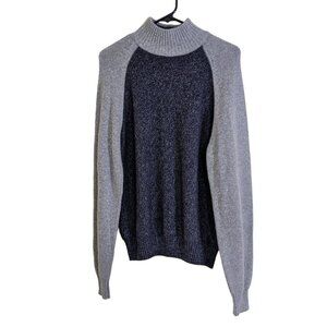 Mario Valentino Italy Wool Cashmere Sweater Mens US XL Gray Mock Neck Designer